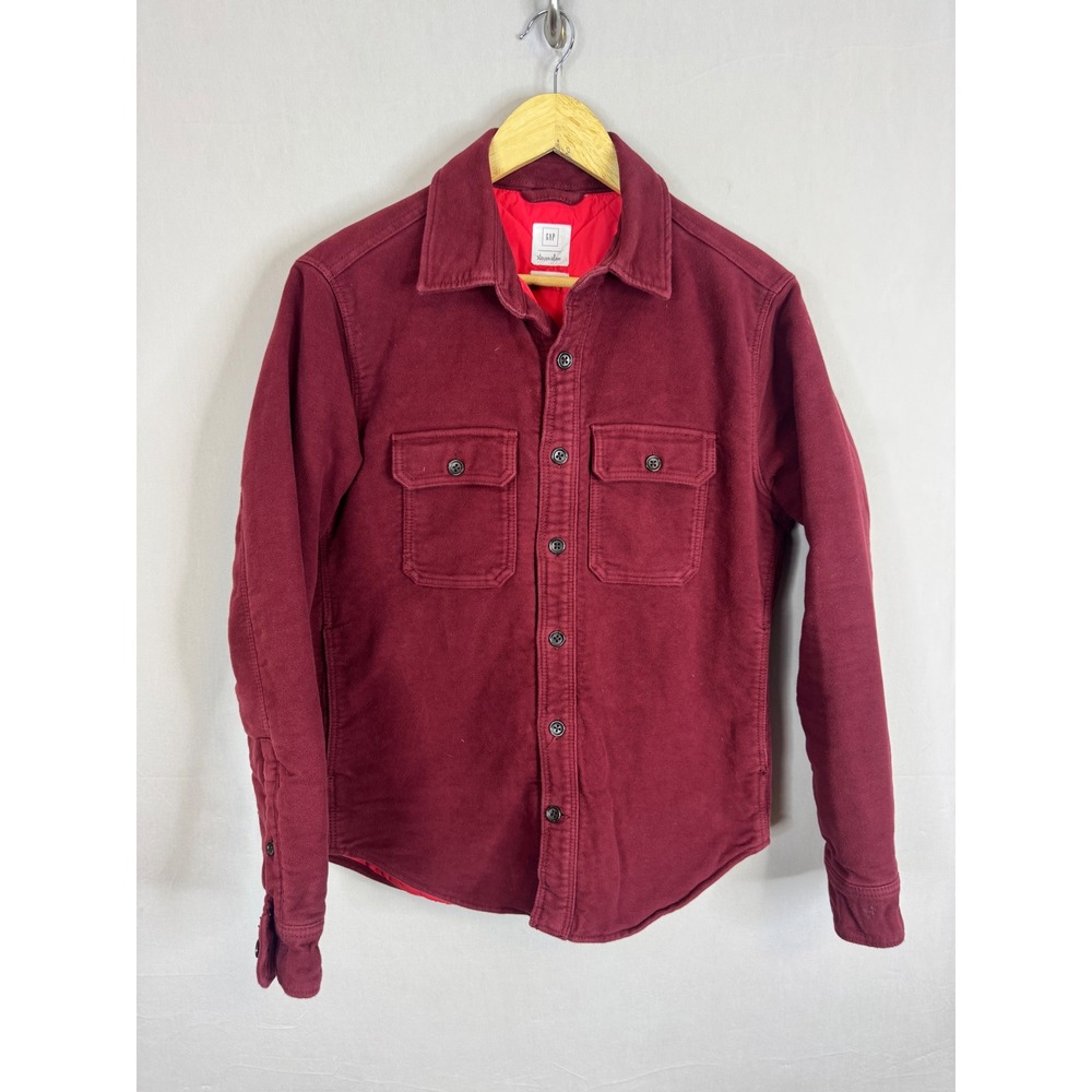 Gap x Steven Alan Mens XS Burgundy Quilted Primaloft Lined Shirt Jacket Maroon